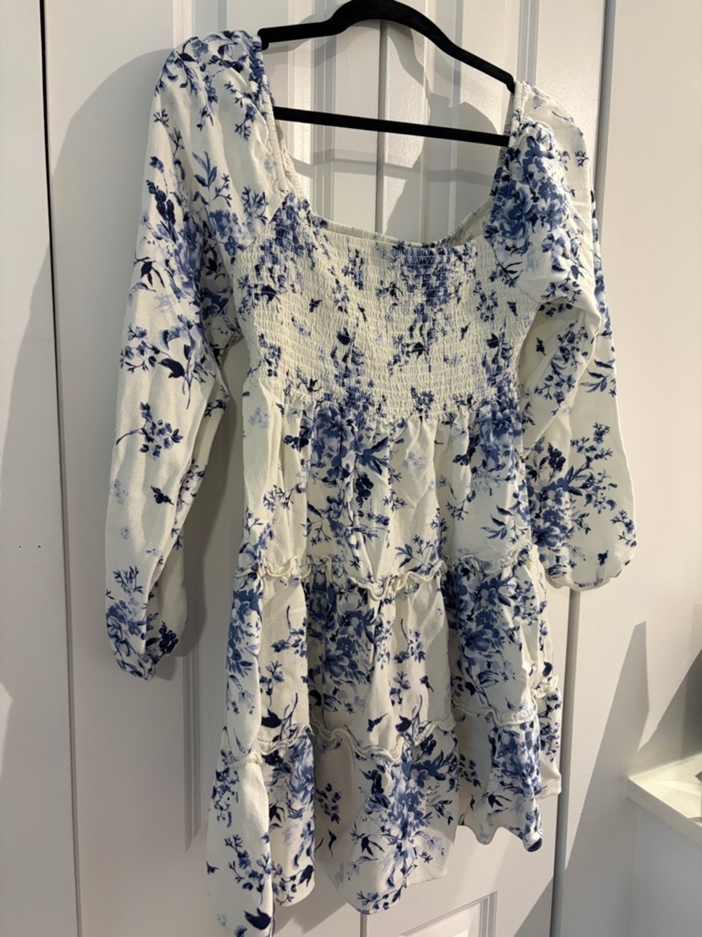 Altar'd State White and Blue Floral Mini Dress